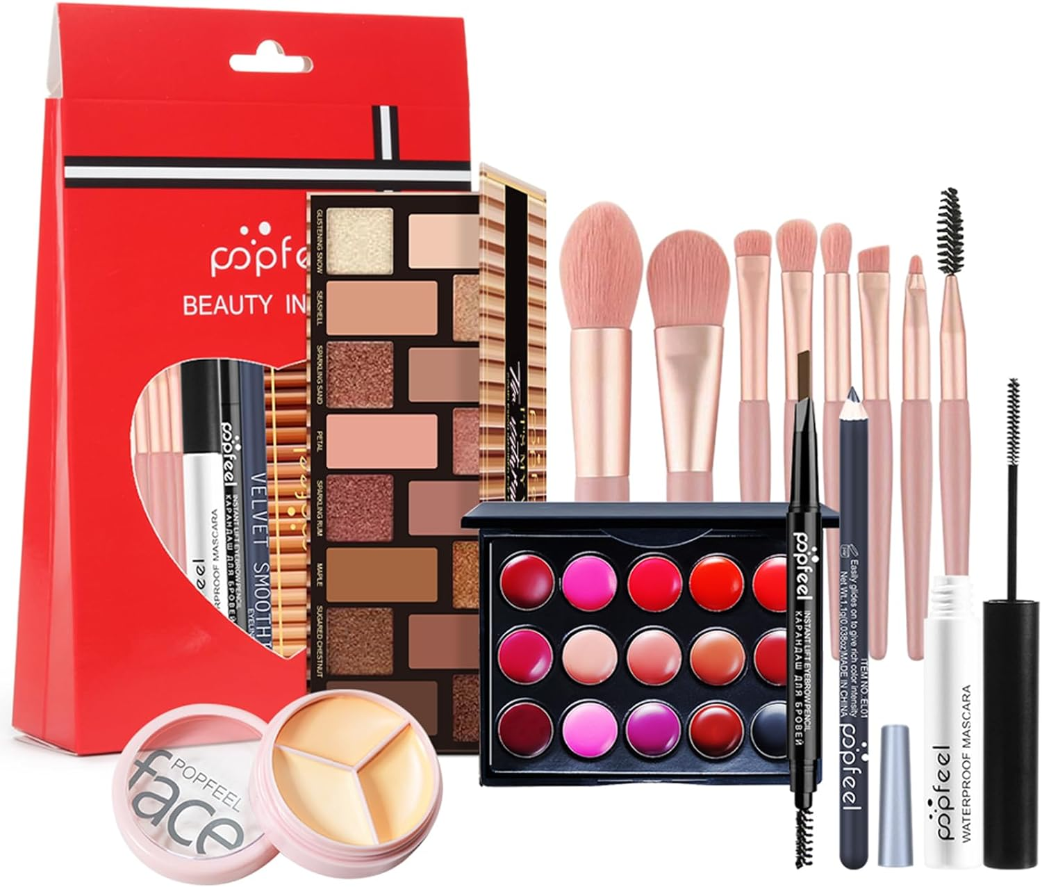 Fantasyday All in One Makeup Kit,Full Starter Cosmetics Set with Eyeshadow Palette, Lipstick Palette, Eyebrow Pencil, Concealer, Mascara,Makeup Brush, Gift Set for Women,Girls & Teens#A01 image number 3