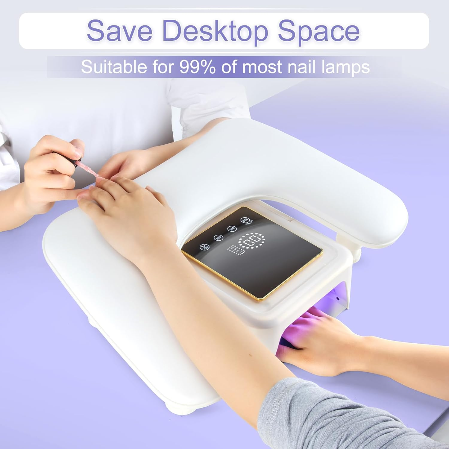 Madenia Arm Rest for Nail Tech: Adjustable Height PU Leather Nail Rest Stand, U-Shaped Professional Manicure Hand Rest Pillow for Acrylic Nails Salon Home Use White image number 2