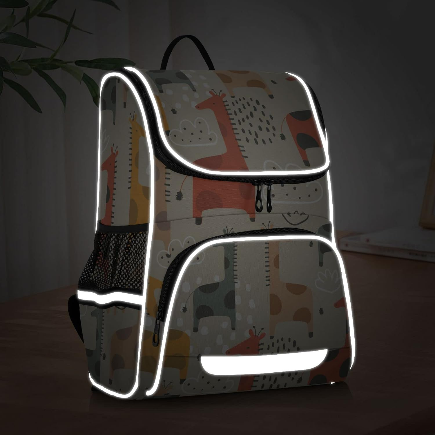 AIXIWAWA Colored Cute Giraffe Kids Backpack for School Travel Hiking, Large Capacity Causal Daypack School Bag with Reflective Strips for Boys Girls 12.2 X 7.87 X 16.14 Inches, Colored, 12.2 X 7.87 X