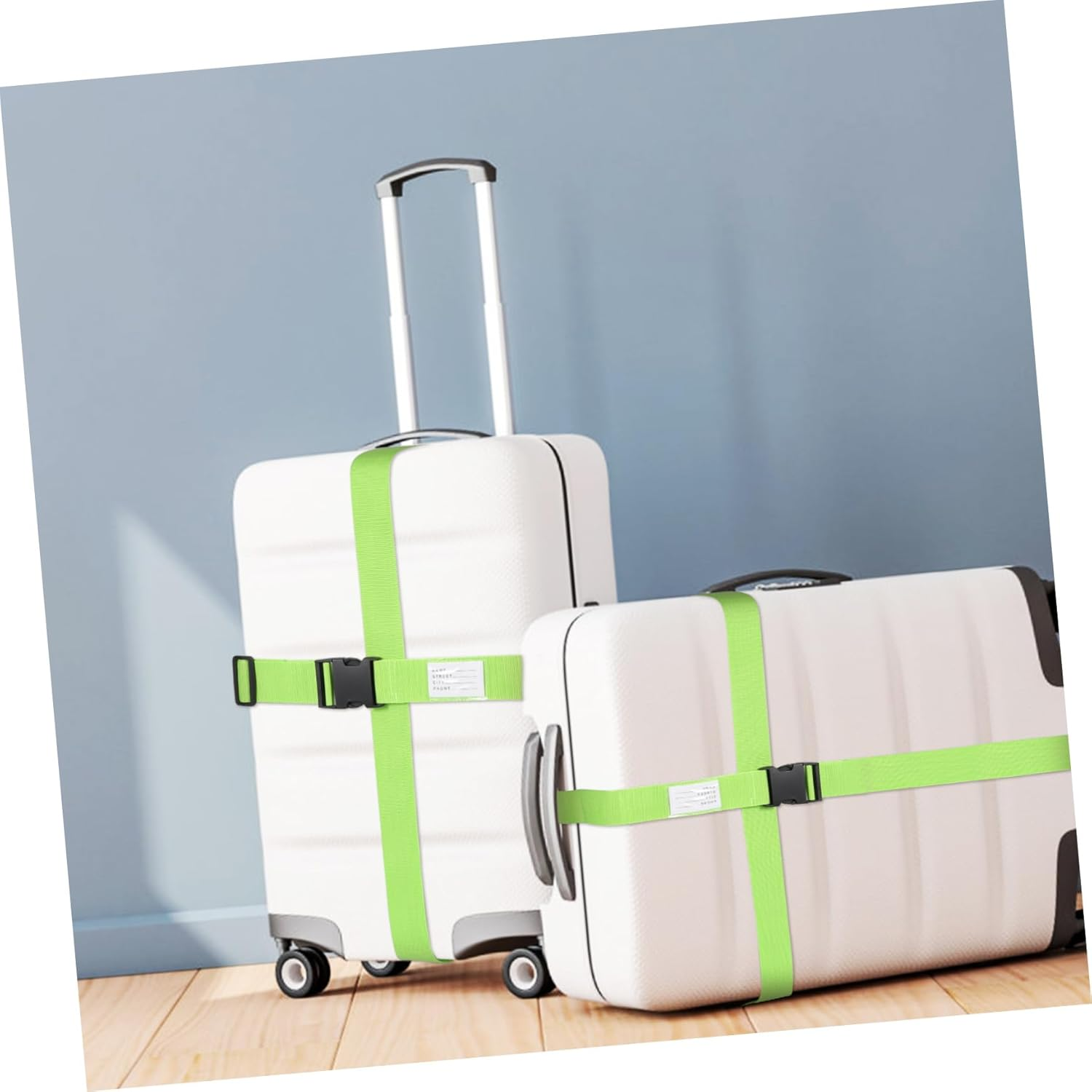 Holibanna 4Pcs Fluorescent Green Adjustable Travel Suitcase Straps Luggage Belts with Polypropylene Fiber for Secure Packing and Enhanced Visibility image number 4