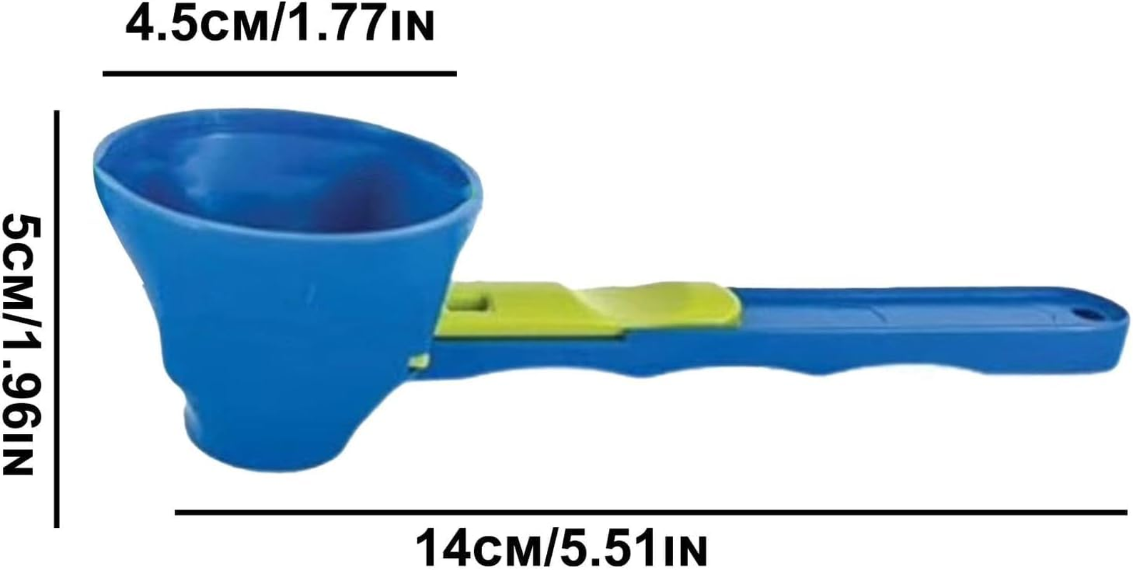 2 PCS Funnel Scoop for Gym,Protein Powder Funnel Spoon,Sliding Measuring Scoop with Funnel,Spill-Proof Funnel Scooper with Silding Base with Long Handle， 2 in 1 Measuring Slide Scoop (Blue ，Green) image number 3