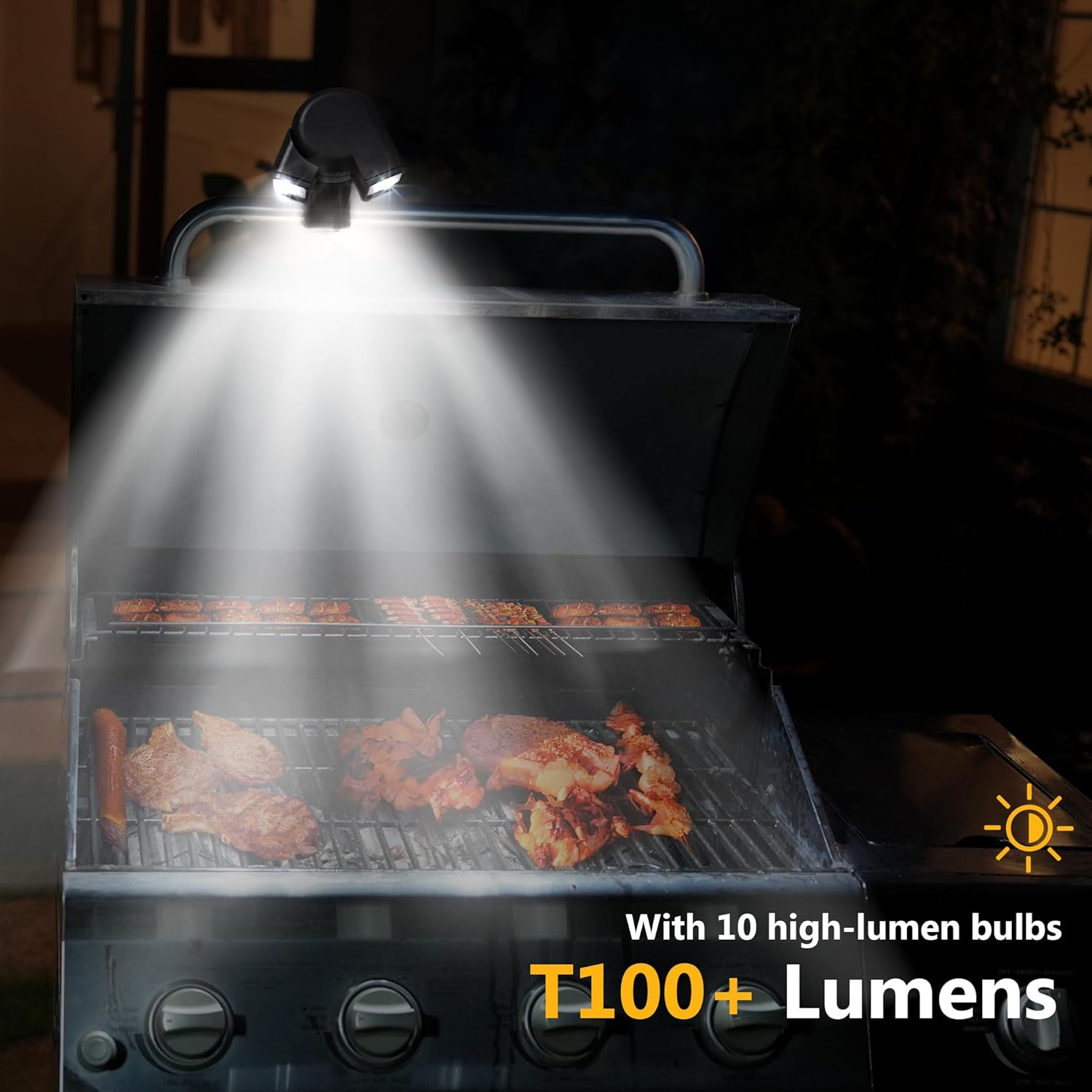 Lfcfordx Grill Light BBQ Grilling Accessory - Bright Dual Lamp Head Smoker BBQ Light for Grill Handle, Outdoor Cooking Barbecue Lighting, Gifts for Men image number 6