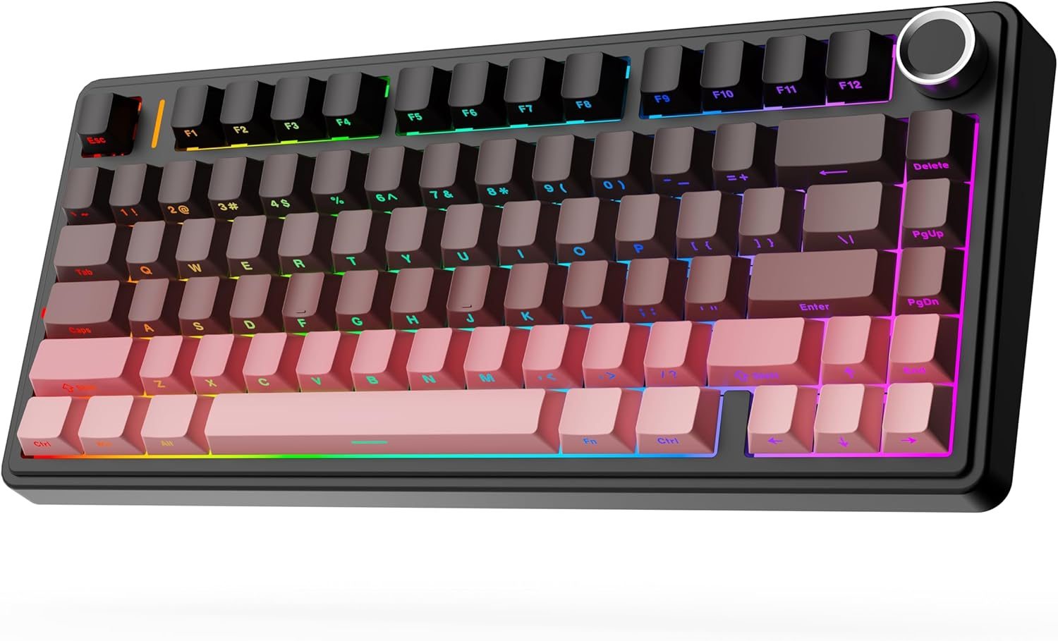 Mechlands Aula F75 PRO 75% Wireless Gaming Keyboard, Gasket Mechanical Custom Keyboard with Five-Layer Padding, Bluetooth/2.4Ghz/Usb-C, Hot Swappable, Knob, RGB, Reaper Switches (Gradient Black)