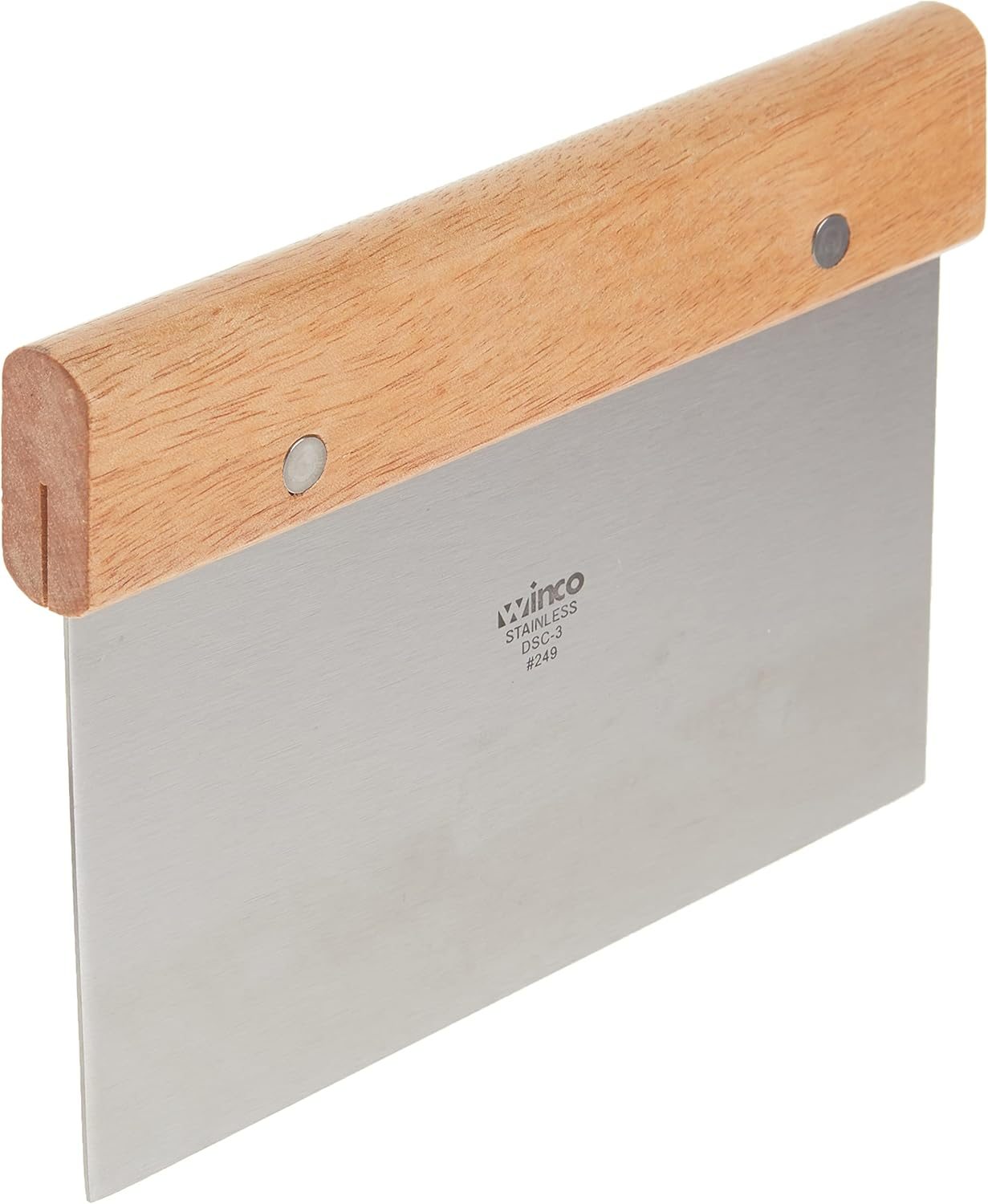 Winco Stainless Steel Dough Scraper with Wood Handle