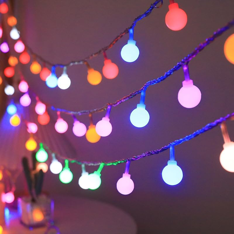ENLACE LED Fairy Lights with Balls, Multi-Colour, 10 M, 80 Leds, Battery and USB Operation, round Balls, 1.8 Cm