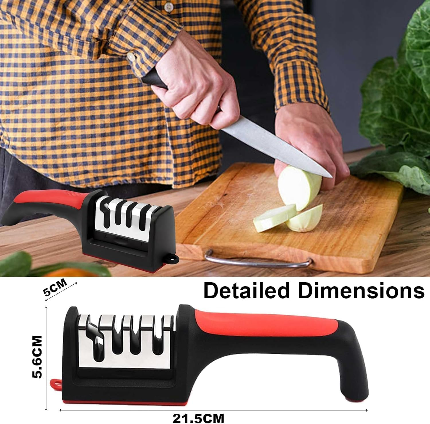 4-In-1 Knife Sharpener with Safety Gloves &ndash; Ultimate Sharpening Tool for Ceramic, Steel Knives & Scissors image number 6