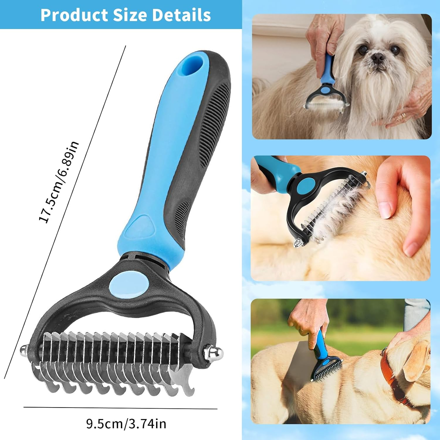 2 PCS Professional Dog Cat Grooming Brush, Double-Sided Pet Shedding Grooming Tool, Dematting Comb for Effective Hair Removal, Undercoat Rake Comb for Deshedding, Mats, Tangles Removing (Red)