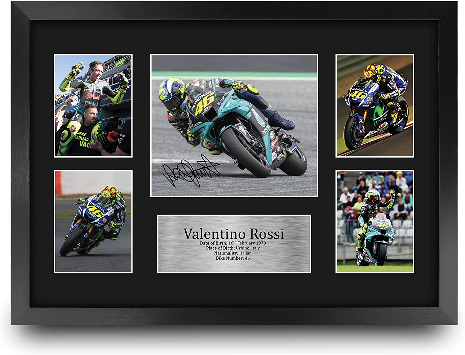 HWC Trading FR Valentino Rossi Gift Signed FRAMED A4 Printed Autograph Superbikes Motogp Gifts Print Photo Picture Display
