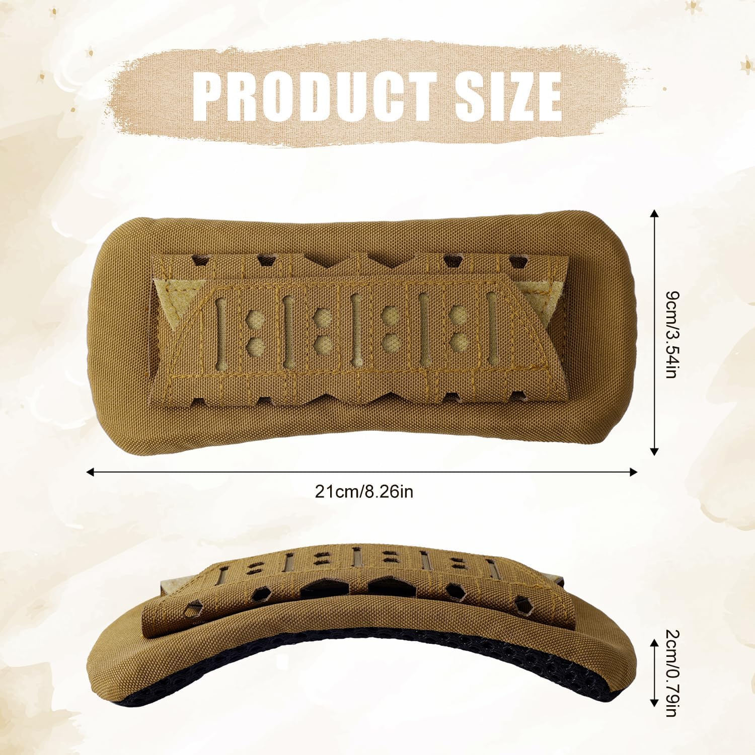 2Pcs Shoulder Strap Pads, 1000D Nylon Plate Carrier Shoulder Pads for Bag Strap Breathable Soft Shoulder Strap Cushion for Molle Vest Outdoor Backpack (Camel) image number 5