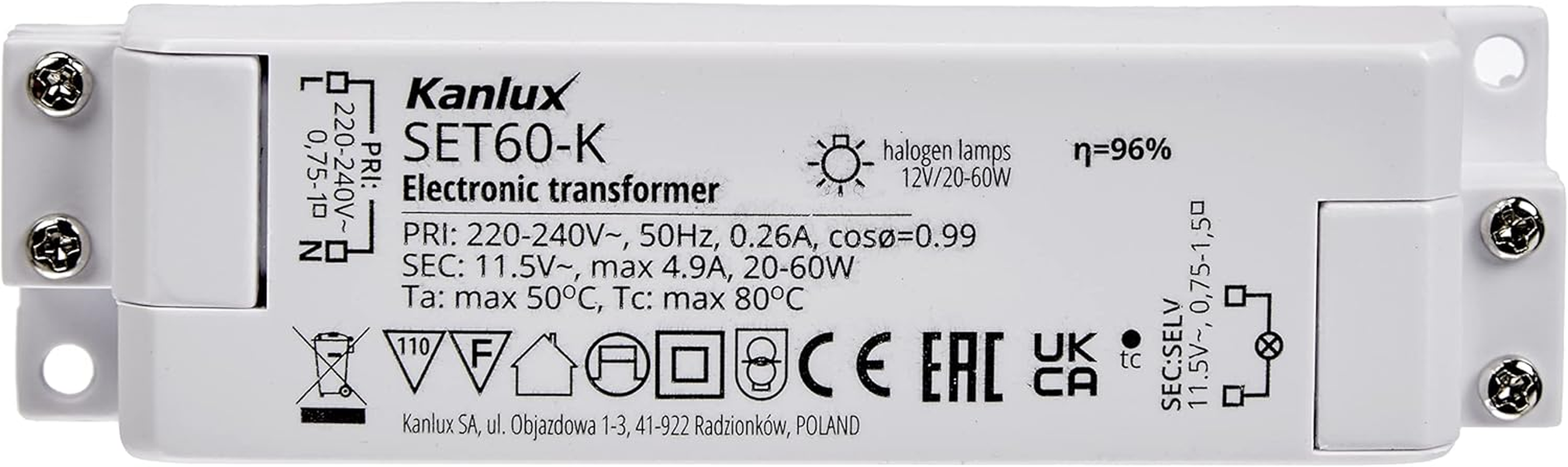 Transformer Electronic Halogen Transformer 20-60 W Watt