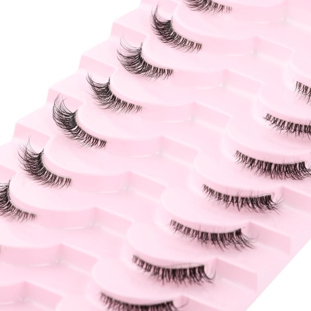 SULV I1016-1028# Series,10 Pairs Pack False Eyelashes Cat Eye Faux Mink Lashes Natural Look Fluffy Wispy Lashes That Look like Extensions D Curl Lash Strips Short Fox (10 Pairs Pack -Y1026) image number 4