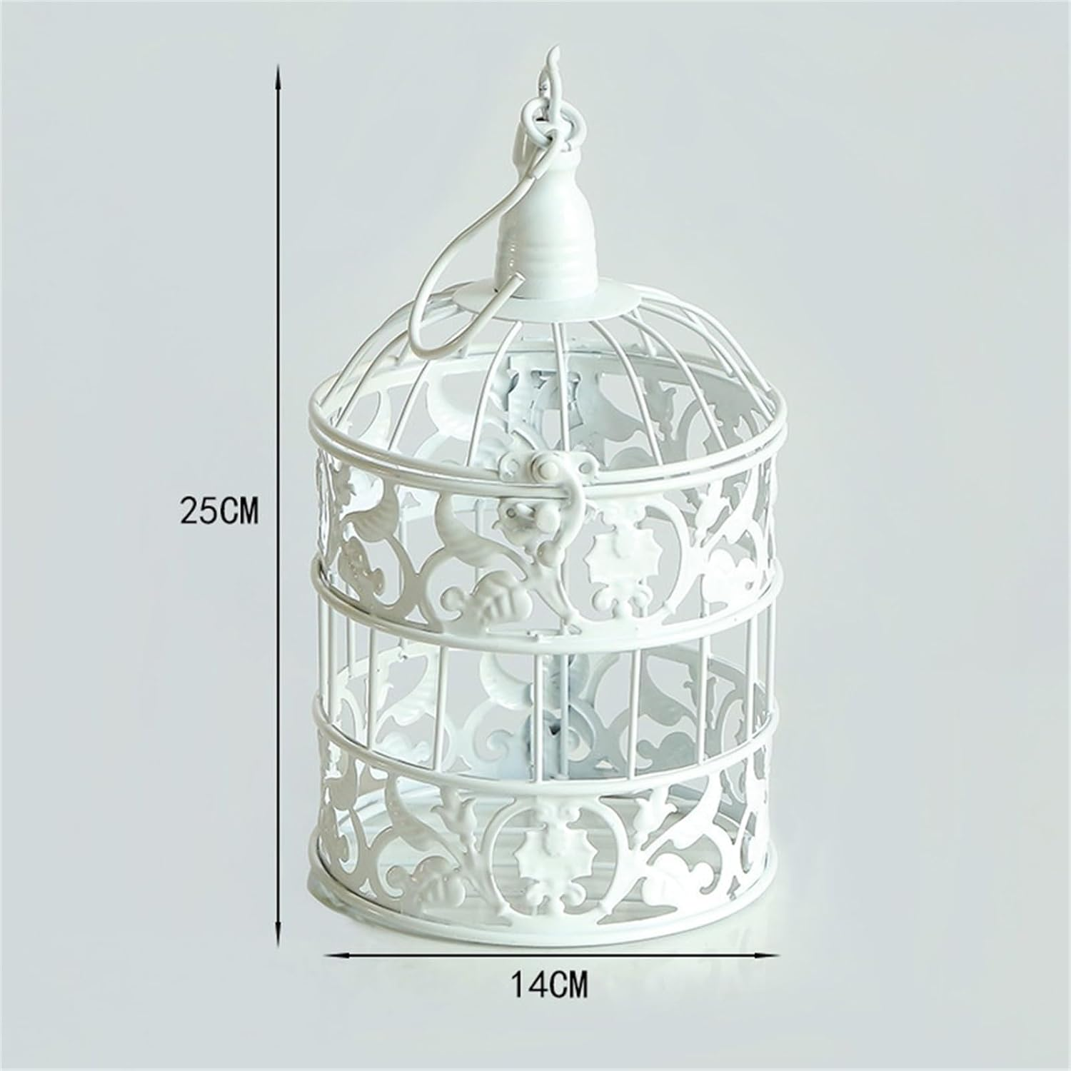 White Iron Decorative Birdcage for Weddings Events Home Decor Hanging with Hook image number 1