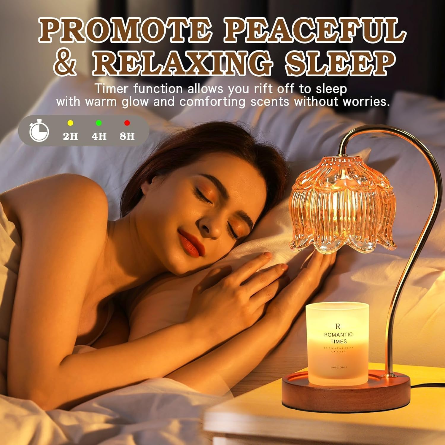 Candle Warmer Lamp with Timer, Candle Warmer Light Compatible with Various Candles for Home Decor,Brightness Adjustable for Jar Scented Wax Melts with 2 Bulbs image number 5