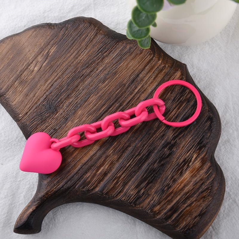 Novelty Heart Chain Keychain for Handbag Bag Accessories Charms for Girls Women Fashion Punk Goth Heart Keychain for Car Keys - Black image number 2