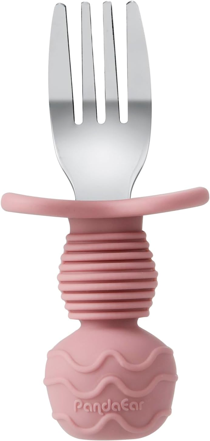 Pandaear 6 Pack Stainless Steel Toddler Spoons and Fork Feeding Set - Anti-Choke First Self Feeding Utensils for Kids Baby Girls Led Weaning Ages 18 Months+ (Pink/Beige) image number 4