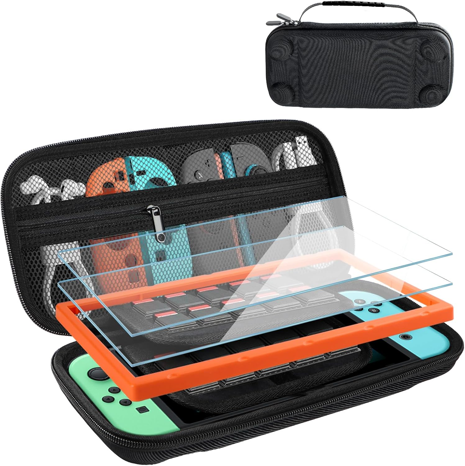 Turquvix Carrying Case for Nintendo Switch 2, Portable Hard Shell Pouch Carrying Travel Game Bag for Nintendo Switch 2 with 12 Game Cartridge (Case with Screen Protectors) image number 4