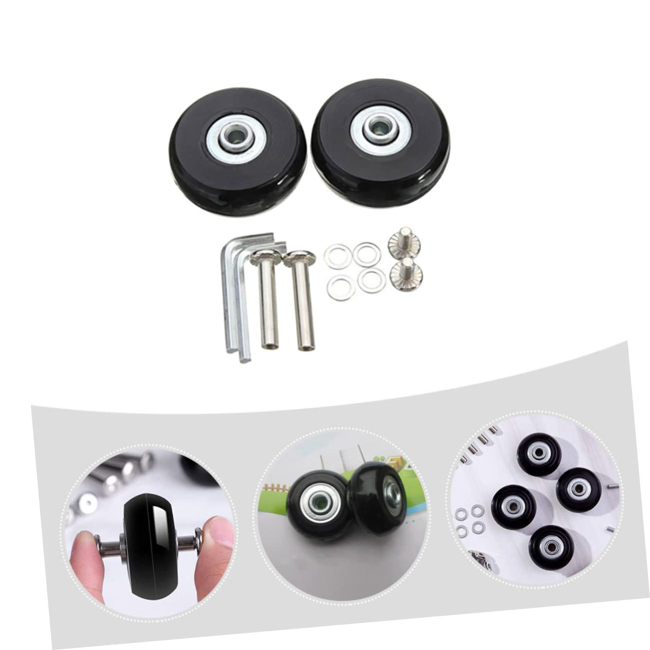 CIYODO 41X18Mm Luggage Replacement Wheels with Axle and Wrench, Wear-Resistant Suitcase Repair Kit for Travel Bags, Suitcase Bearings for Trolley Case Maintenance image number 1