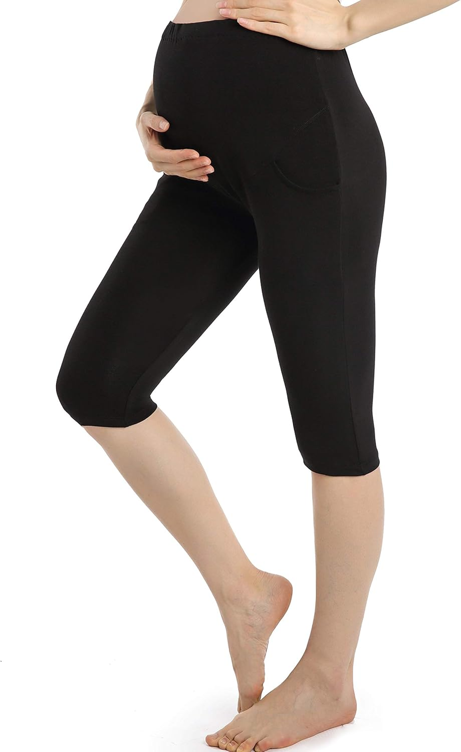 Ferrieswheel Story Maternity Shorts for Women Pregnancy Leggings Capri over Belly Pregnant Pants image number 2