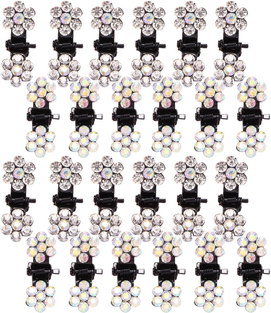 LAKJUOZ Pack of 24 Mini Rhinestone Hair Clips, Mini Metal Hairpin, Plum Diamond Hair Clip, Suitable for Girls, Women, Hair Accessories, Wedding, Prom, Headpiece