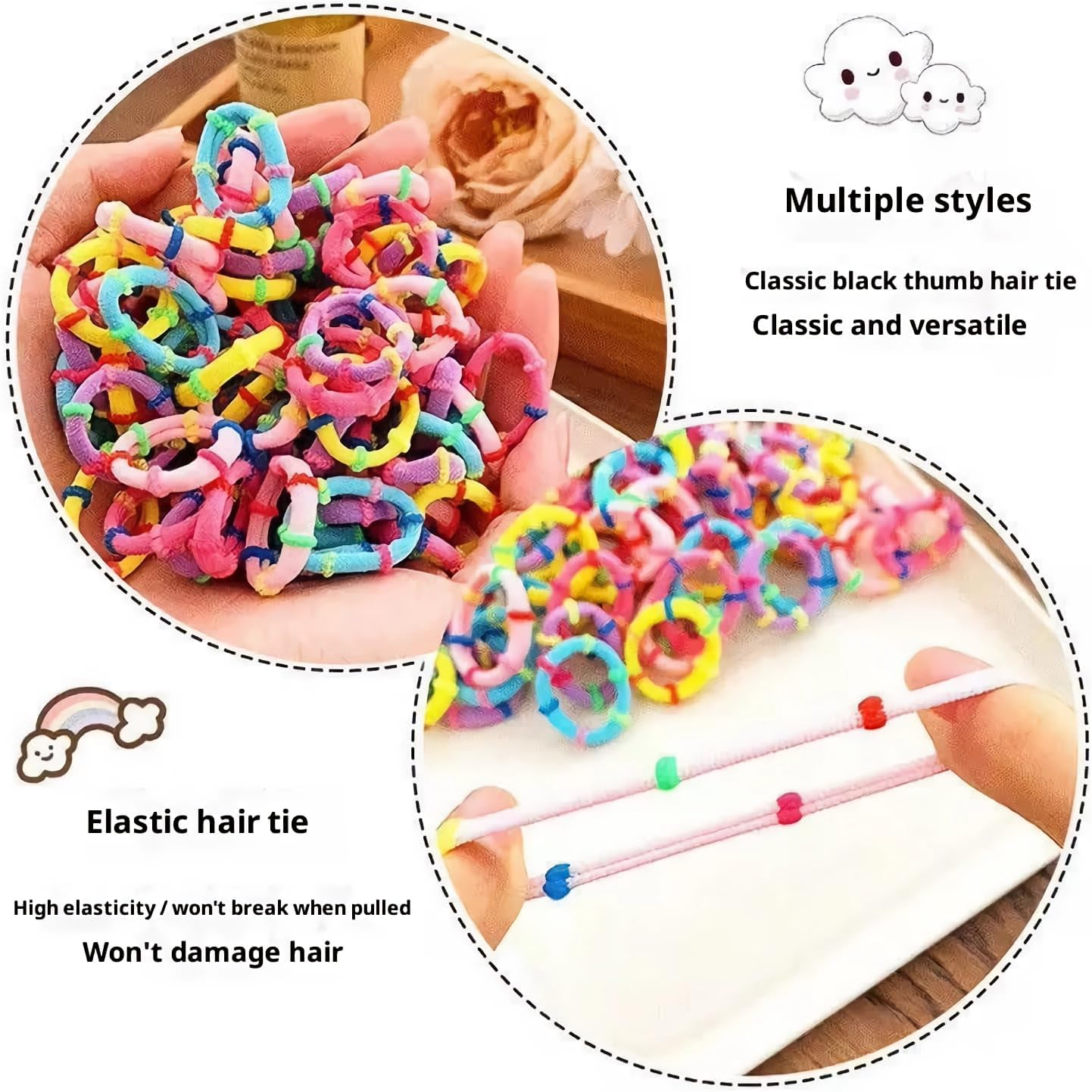 100 Macaron-Colored Leather Ropes, Seamless Cotton Stretchable Hair Bands, Cute Colorful Hair Bands, Hair Accessories for Girls and Children image number 4