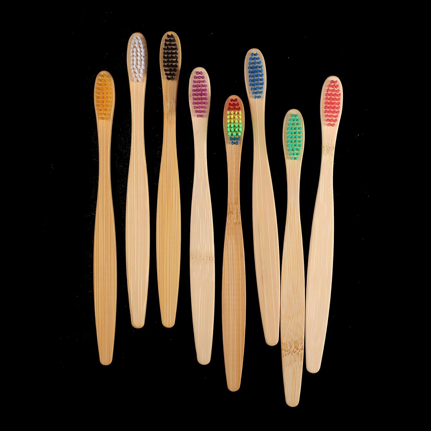 10PCS Colorful Natural Bamboo Toothbrush Set Soft Bristle Individually Wrapped (Multi-Colors) image number 3