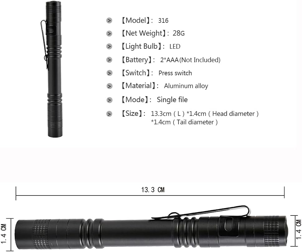 10 Pieces Mini Small LED Flashlight Handheld Pen Light Flashlights with Clip Led Pen Pocket Light Torch for Camping Outdoor Home image number 3