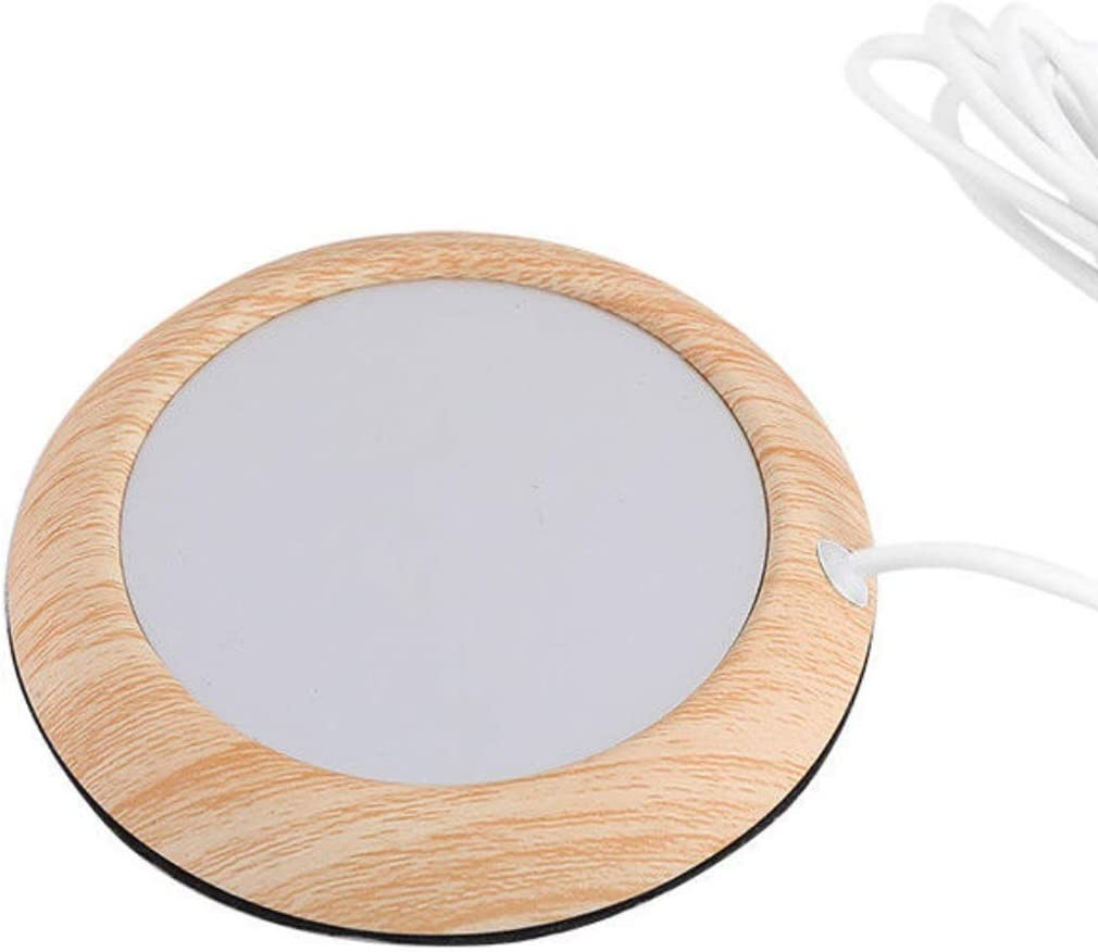 UTSLIVE Light Wood USB Mug Warmer Portable Desktop Cup Warmer Tea Coffee Heater Pad for Coffee Tea Office or Home Use