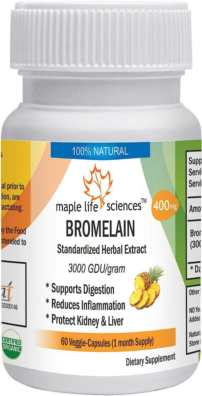 Bromelain Extract - 60 Vegan Capsules (3000 Gdu/Gm) - 400Mg image number 2