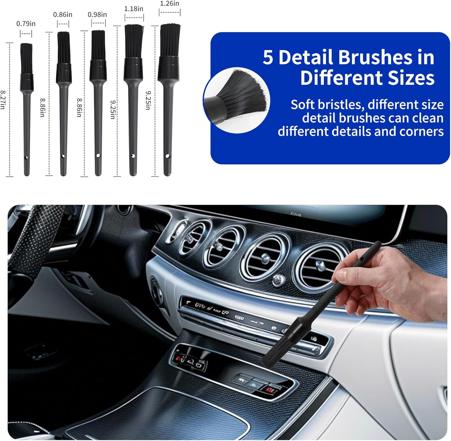 31 Piece Car Cleaning Set, Car Care Set, Car Cleaning Set Complete for Interior and Exterior Surface, Car Detailing Brush, Car Wash Set, Car Cleaning Set for Air Vent, Wheels, Household Surfaces image number 2
