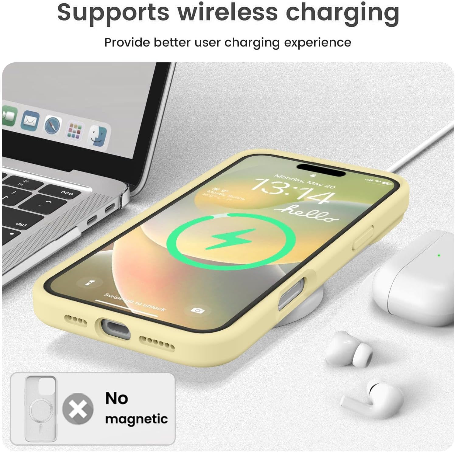 Vooii Compatible with Iphone 16 Pro Max Case, Liquid Silicone Upgrade [Camera Protection] [Soft Anti-Scratch Microfiber Lining] Shockproof Phone Case for Iphone 16 Pro Max 6.9 Inch - Creamy Yellow - Blue image number 2