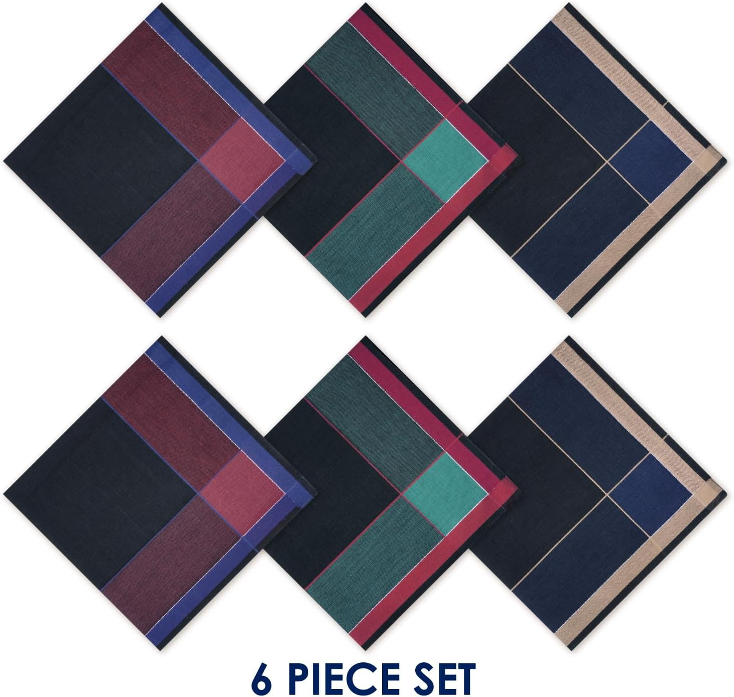 Handkerchiefs Mens 100% Cotton Soft 6 Piece Gift Set by Zenssia - Color 3 image number 6