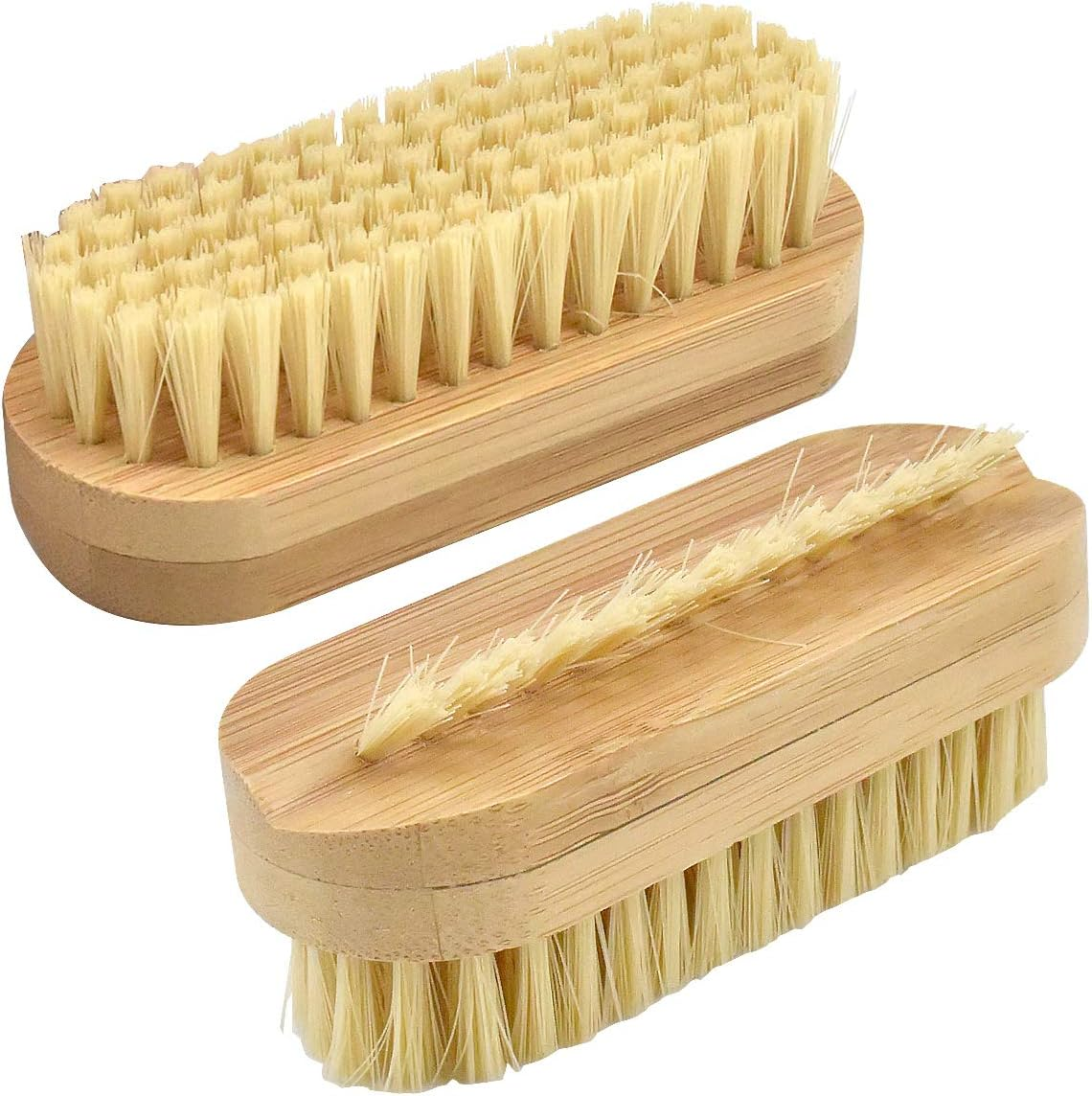 2 Pcs Bamboo Nail Brushes, Two Side Hand Nail Brush with Tampico Fiber Bristle, Small Finger Nail Brush for Toes Nails Fingertips Hands Home Salon Use image number 4