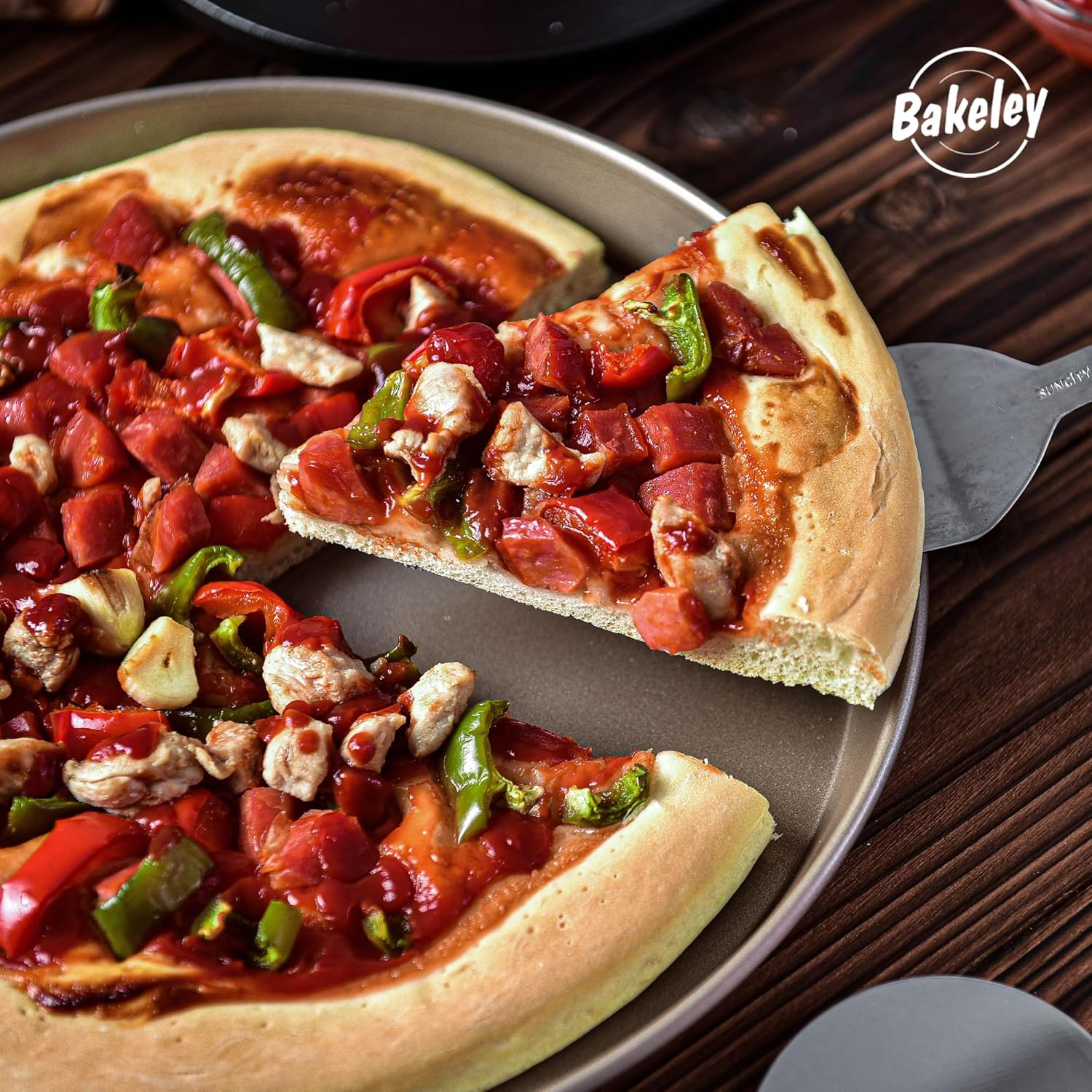 Bakeley Pizza Pan Pizza Tray 11-Inch Non-Stick round Pizza Baking Sheet Oven Tray Pancake Bakeware for Oven Baking (Champagne Gold) image number 4