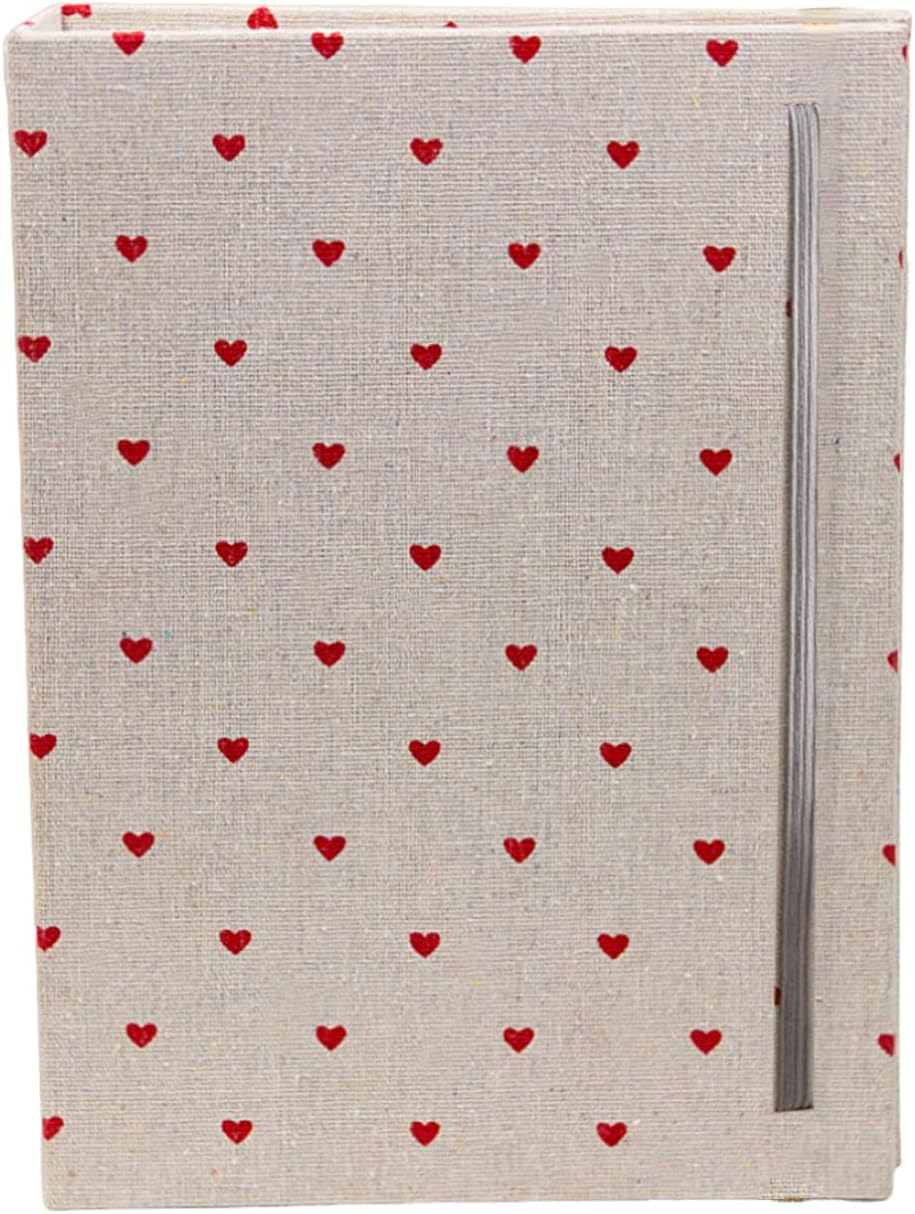 4X6 Photo Album Soft Linen Cover Family Memory Book Large Album 200 Photos for Art Postcard Picture Storage Baby Keepsake Vacation Birthday DIY Record Memories(Red Hearts) image number 1