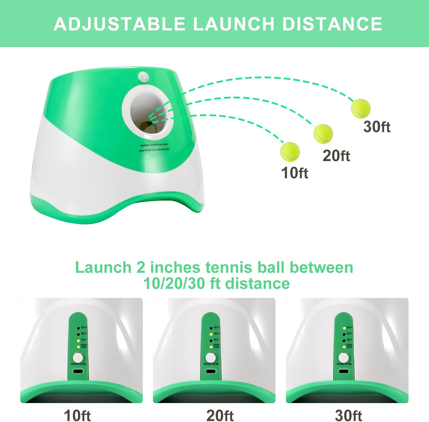 Dog Ball Launcher with 12 Tennis Balls, Automatic Dog Ball Thrower for Indoor Outdoor, 3 Adjustable Distance 10-30 FT, Interactive Dog Toy Ball Fetch Machine for Small & Medium Dogs image number 4