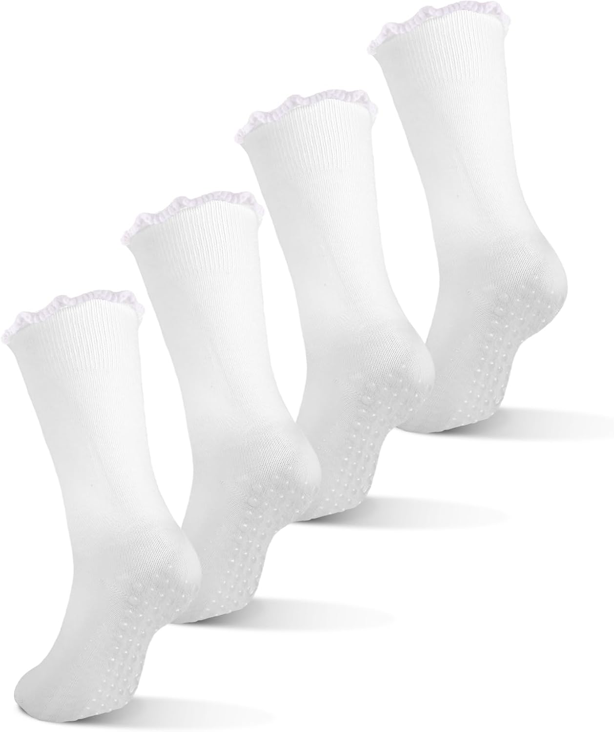 Fiohiros Pilates Yoga Socks with Grips for Women,Elegant Ruffle Frilly Pilates Socks,Non Slip Socks for Sport Ballet Dance