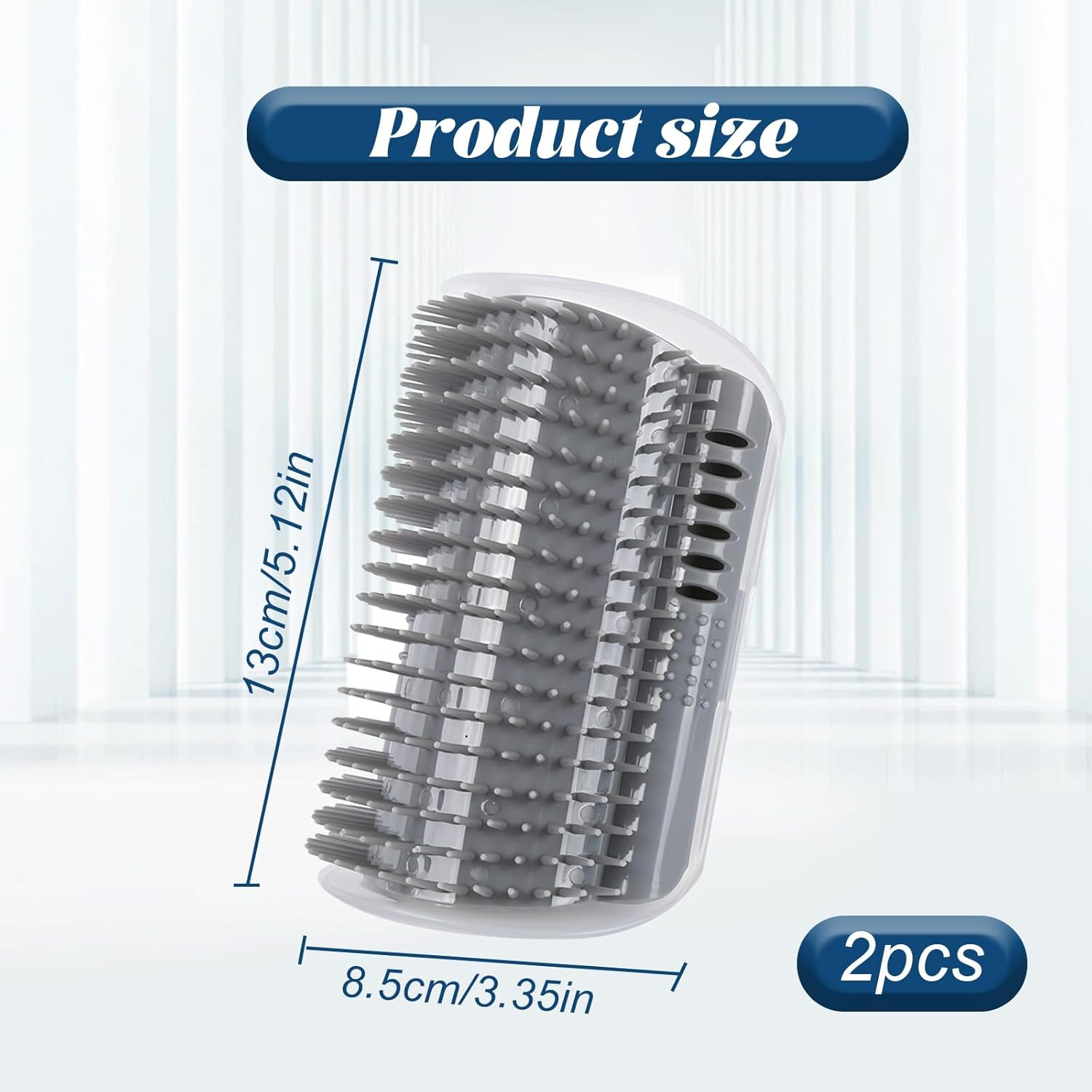 2 Pack Cat Brush, Wall Corner Scratcher Groomers Soft Grooming Massage Combs, Softer Cat Corner Self Groomer with Catnip, Interactive Cat Toy for Long & Short Fur Kitten Cats Dogs image number 3