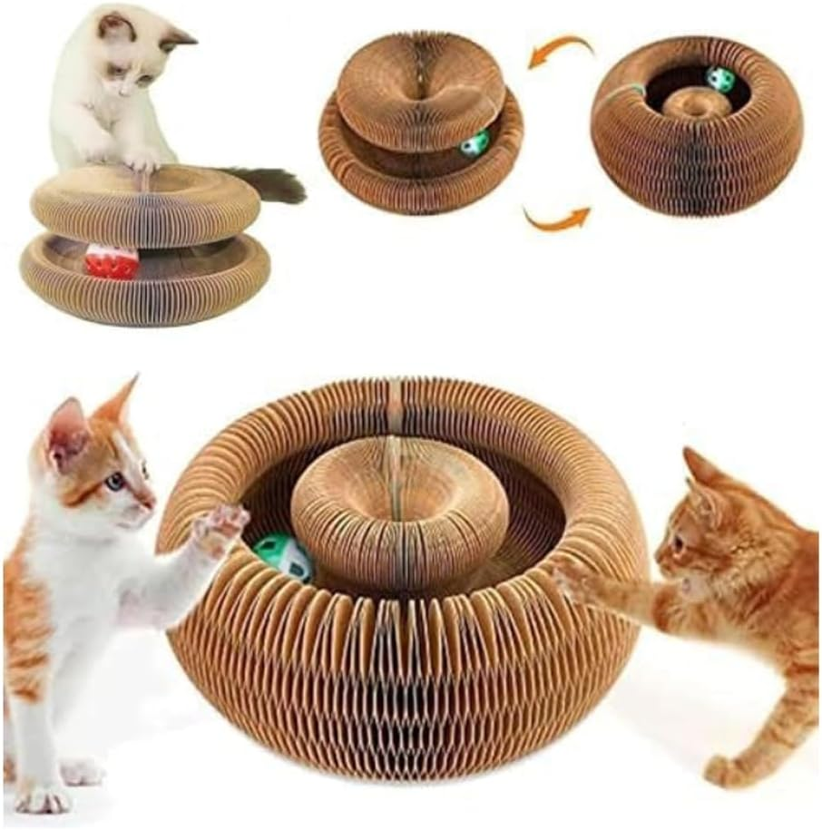 Kitty Kurlz,Cat Toy, Accordion Cat Scratcher, Cardboard Accordion Cat Toy, Foldable Cat Accordion Toy, Magic Organ Cat Scratching Board, Interactive Scratch Pad with a Ball, image number 2