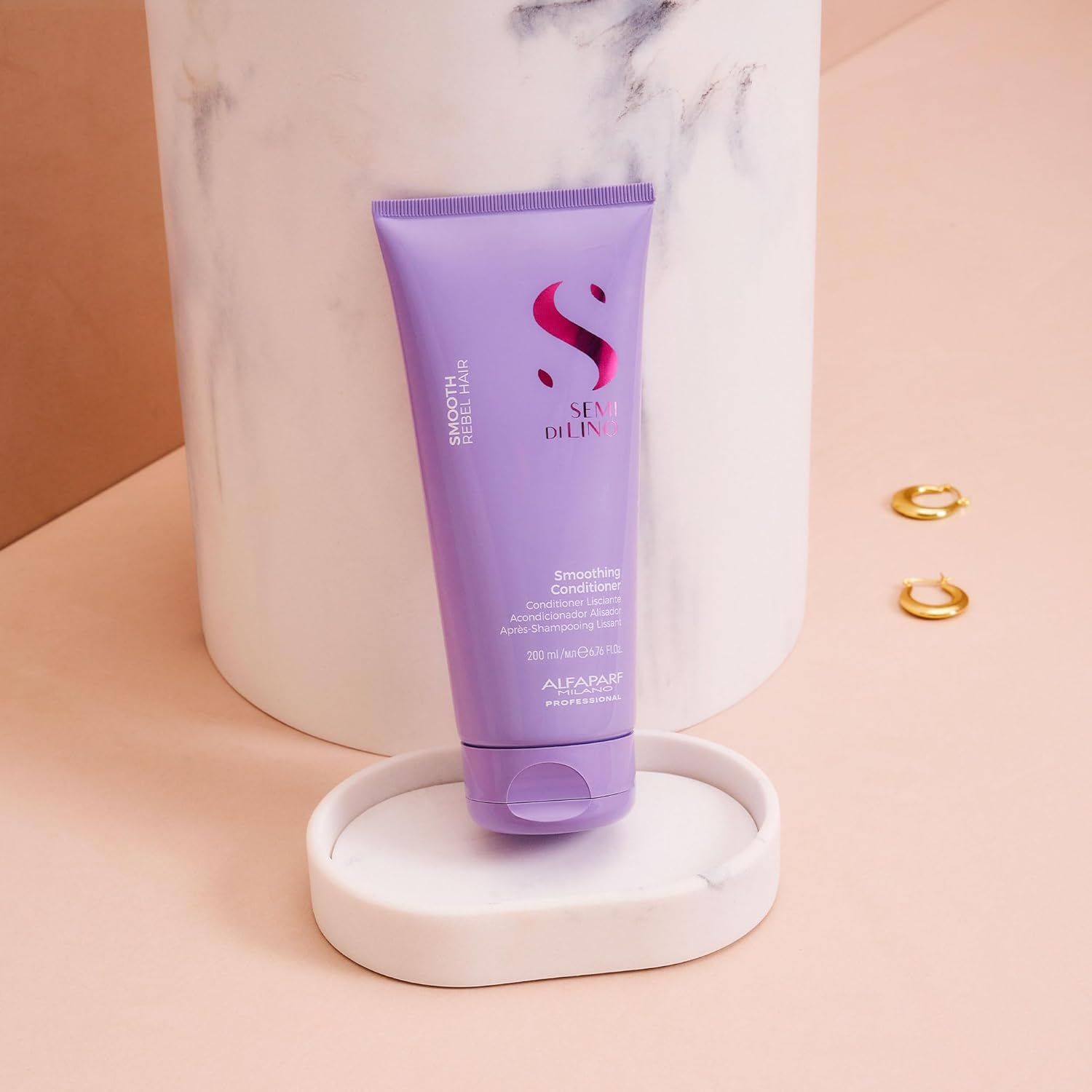 Alfaparf Milano Semi Di Lino Smooth Conditioner for Frizzy and Rebel Hair - All Soft Detangling Conditioner with Flax Seed for Humidity Control - anti Frizz & Hair Straightening Treatment