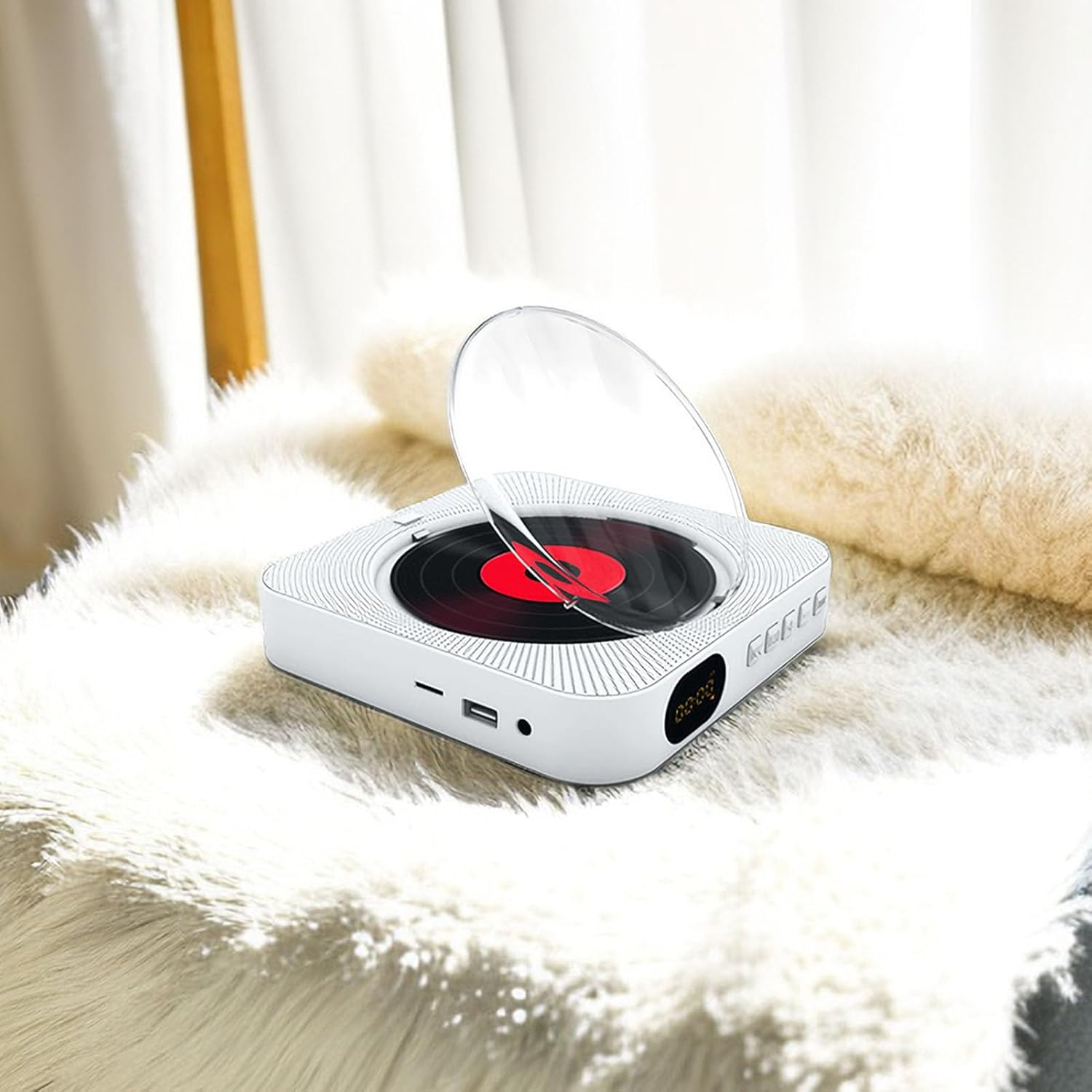 Bluetooth CD Player, Portable Wall Mountable CD Player with Dust Cover, Desktop CD Player with Hifi Sound Speakers, Music Player Home Audio with Remote, CD Player Gift (White) image number 2