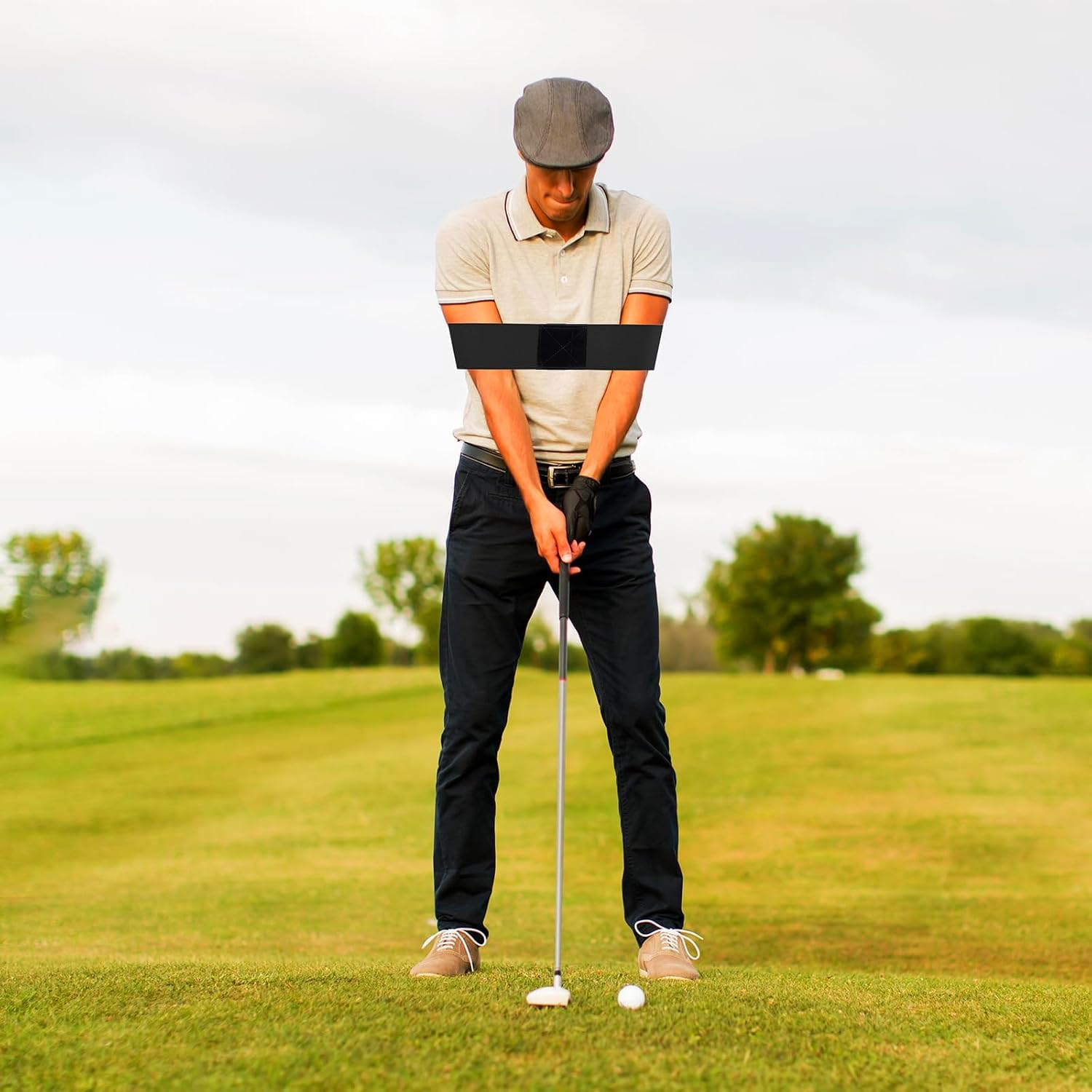 Golf Swing Training Aid Arm Band - Swing Correcting Arm Band, Posture Trainer & Alignment Tool, Easy Golf Practice Aid for Beginners, Posture Trainer Corrector Tool, Perfect Golf New Golfers - Black image number 4