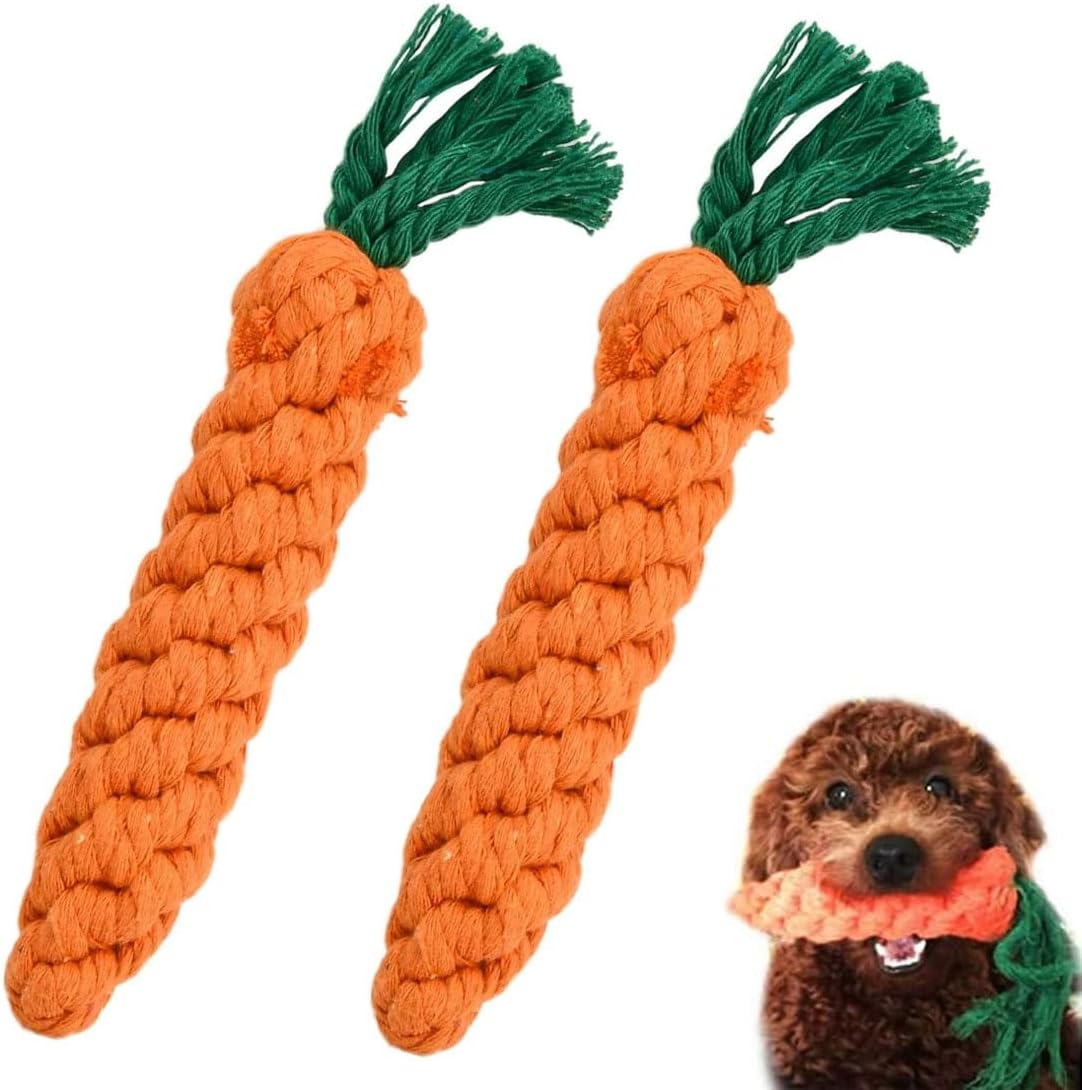 YOCDNOV Pack of 2 Dog Toys Carrot - Carrot Rope Toy Braided Interactive Chew Toy Puppy Carrot Rope Toy Braided Interactive Dog Toy (22 X 3 Cm) image number 1