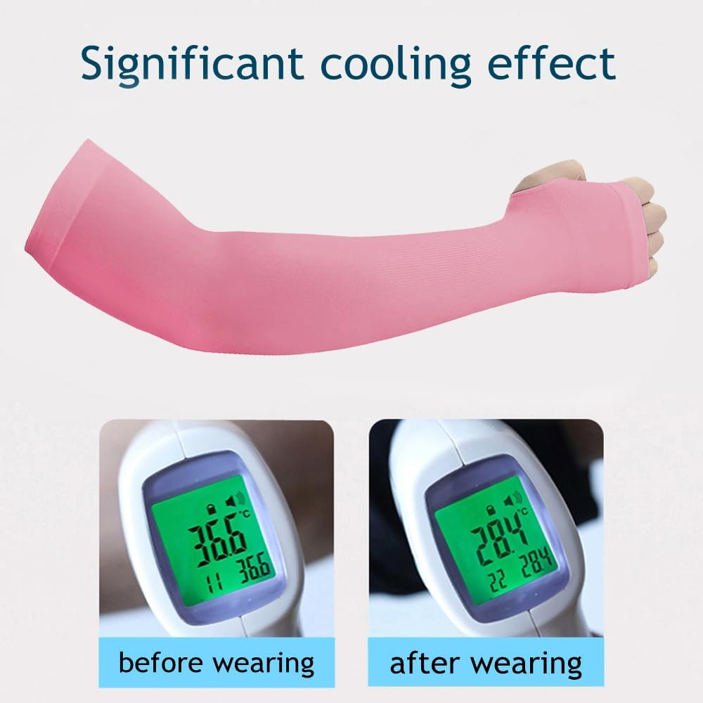 Sun Protection Arm Sleeves with Thumb Holes for Men Women,Cooling Compression UV Arm Cover,Outdoor Sports Sleeve Arm - Black Two image number 5