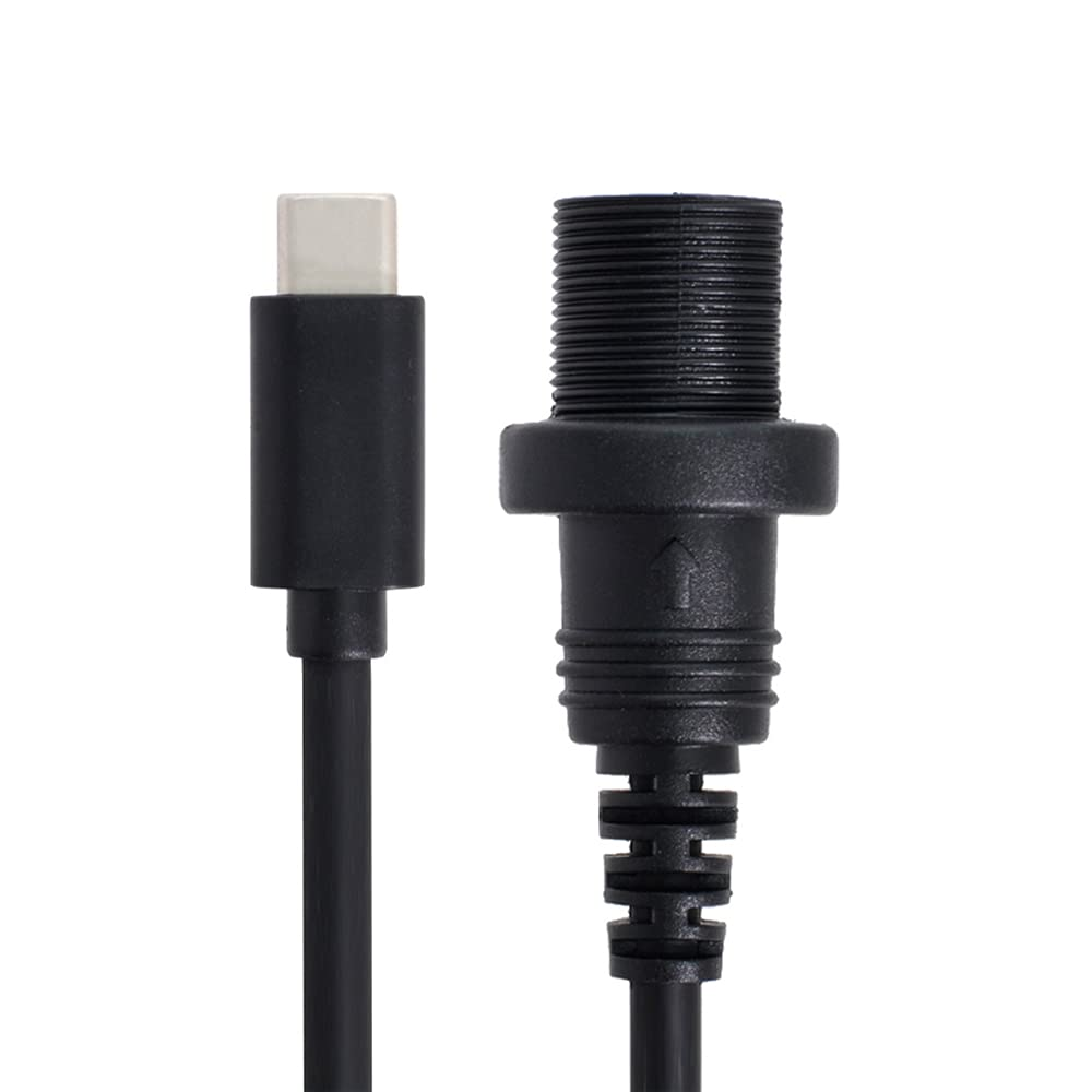 NFHK Waterproof USB-C Type-C USB 3.1 Extension Flush Car Mount Extension Cable for Dashboard Panel - Black Latch Type image number 6