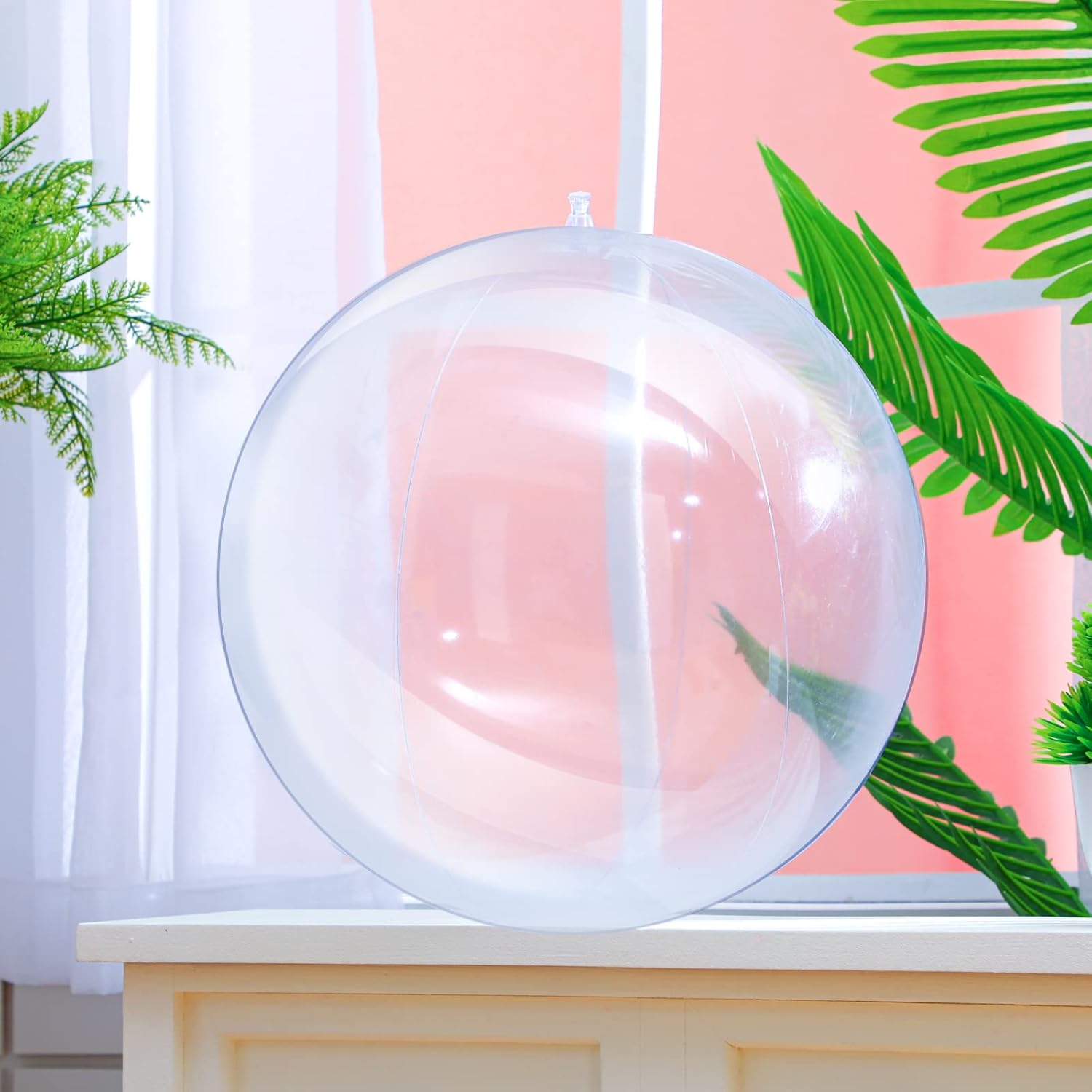 Hungdao 12 Pieces Inflatable Clear Beach Ball Bulk 16 Inch Transparent Bubbling Cauldron Ornament Ball for Ocean under the Sea Hawaii Halloween Party DIY Favors Decorations image number 2