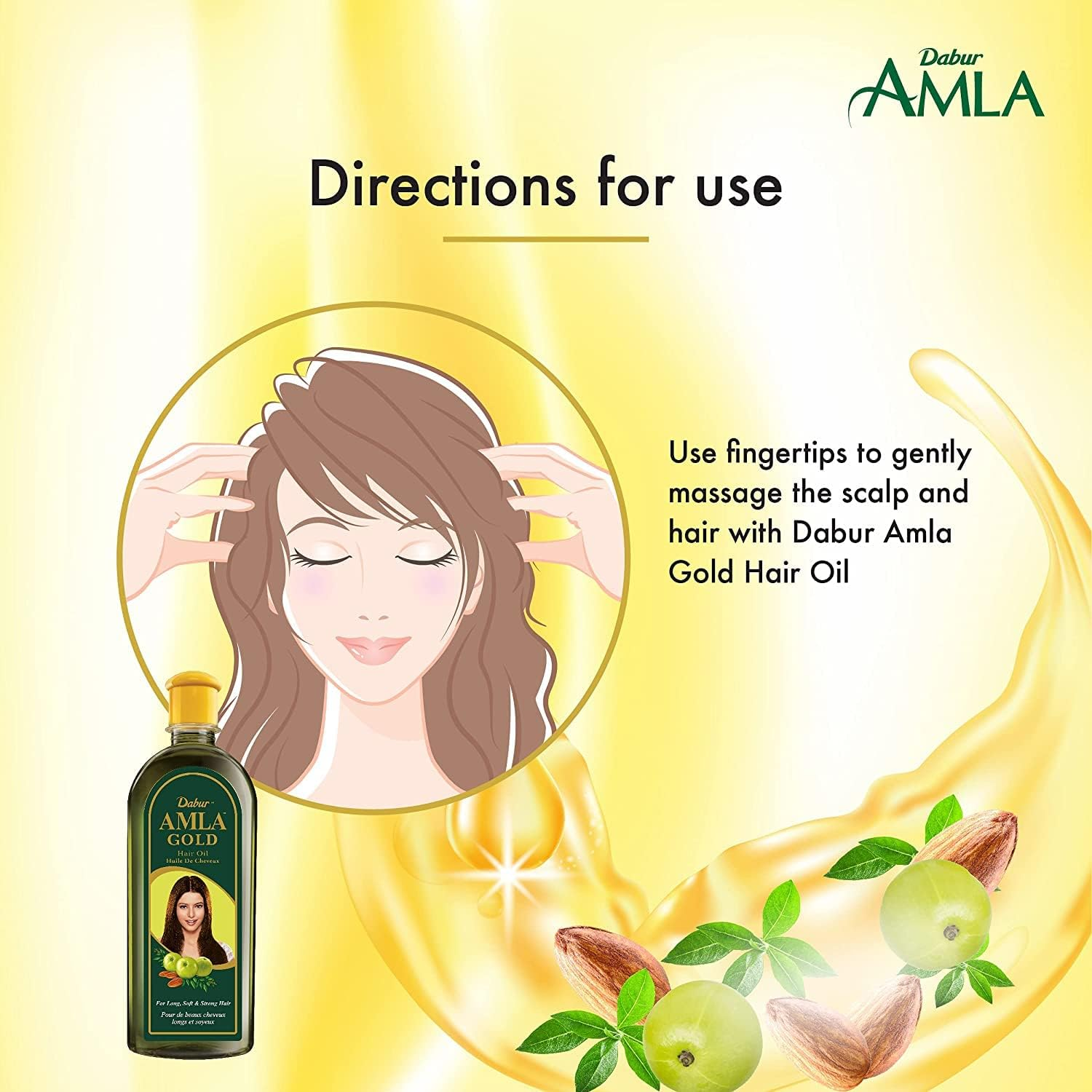 Dabur Amla Gold Hair Oil, 300 Ml (Pack of 1) image number 3