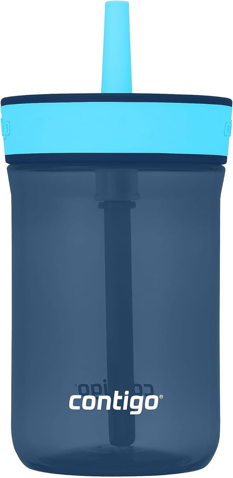 Contigo Leighton Kids Plastic Water Bottle, Spill-Proof Tumbler with Straw for Kids, Dishwasher Safe, 14Oz 2-Pack, Blue Raspberry/Butterflies & Azalea/Llamas