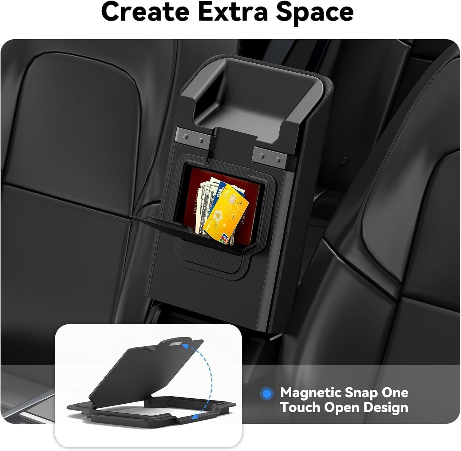 5PCS Center Console Organizer Set for Model Y Juniper Accessories, Model 3 Highland Shockproof Noiseless Storage Tray, Cup Holder & Armrest Drawer Organizer Accessories .EN1 Yl(5Pcs Set) image number 4