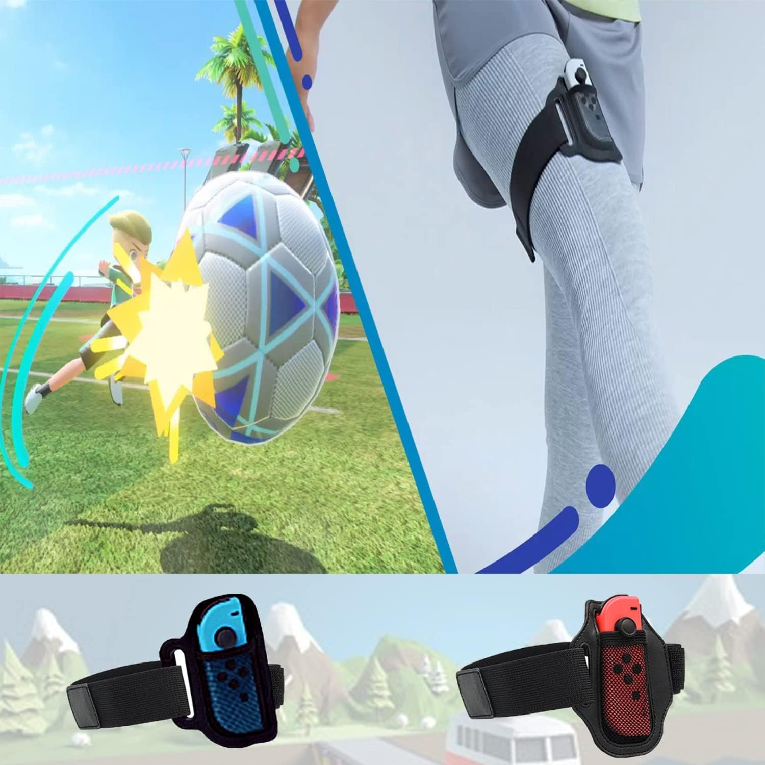 10 in 1 Switch Sports Game Accessories Compatible with Switch OLED Joy-Con Controller, Hand Strap, Leg Strap, Golf Clubs, Sword, Badminton Rackets image number 2