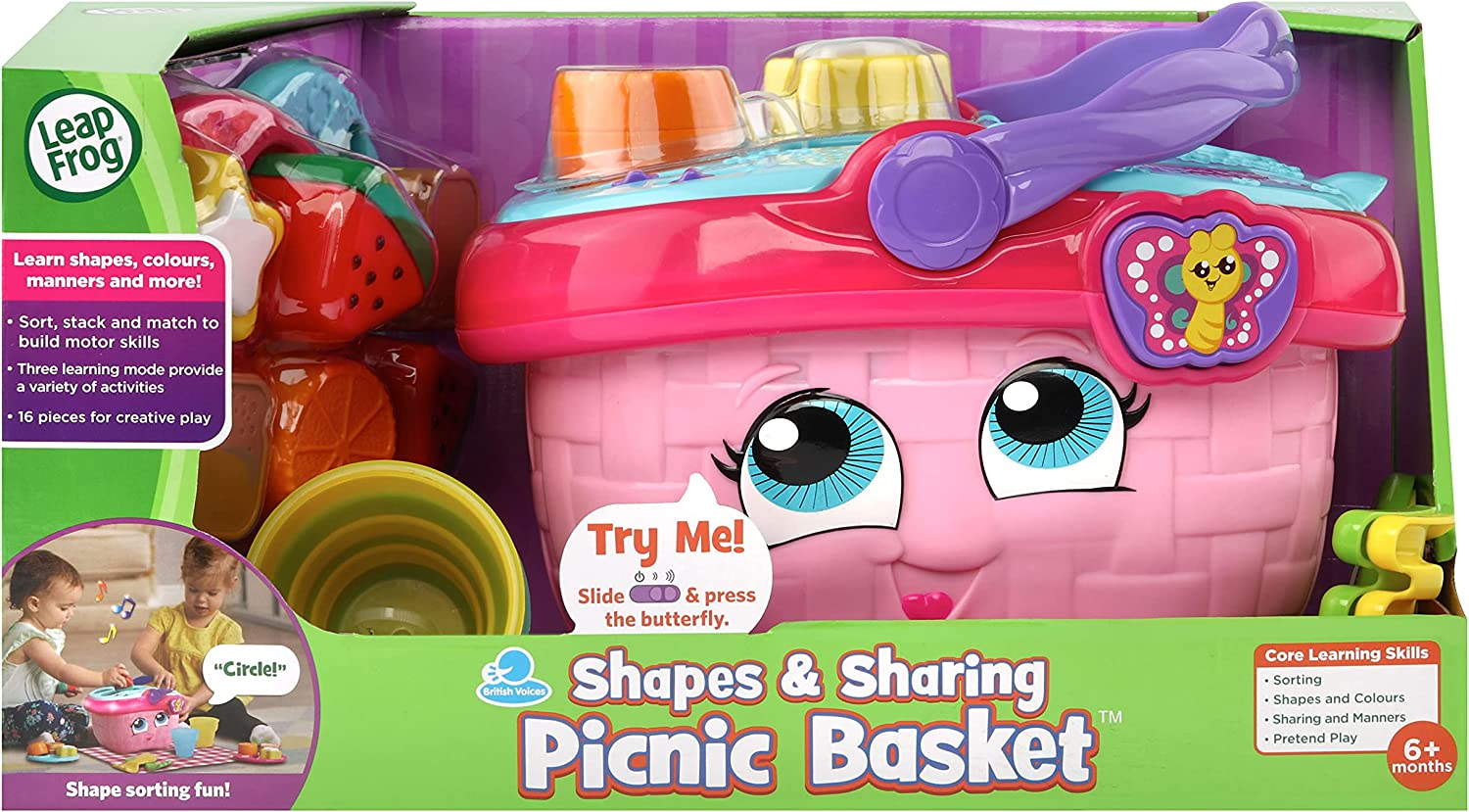Leapfrog Shapes & Sharing Picnic Basket Refresh - Electronic Toys Role Play Picnic - 603603 - Pink image number 5